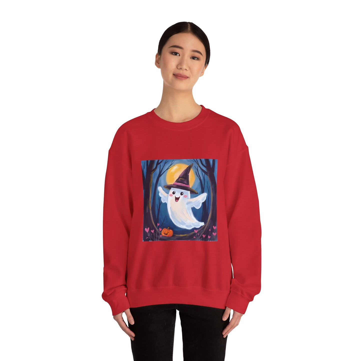 “Heartfelt Spook” Crewneck Sweatshirt, Halloween Sweatshirt, Cozy Fall Apparel, Pumpkin Patch Gift, Unisex Sweatshirt