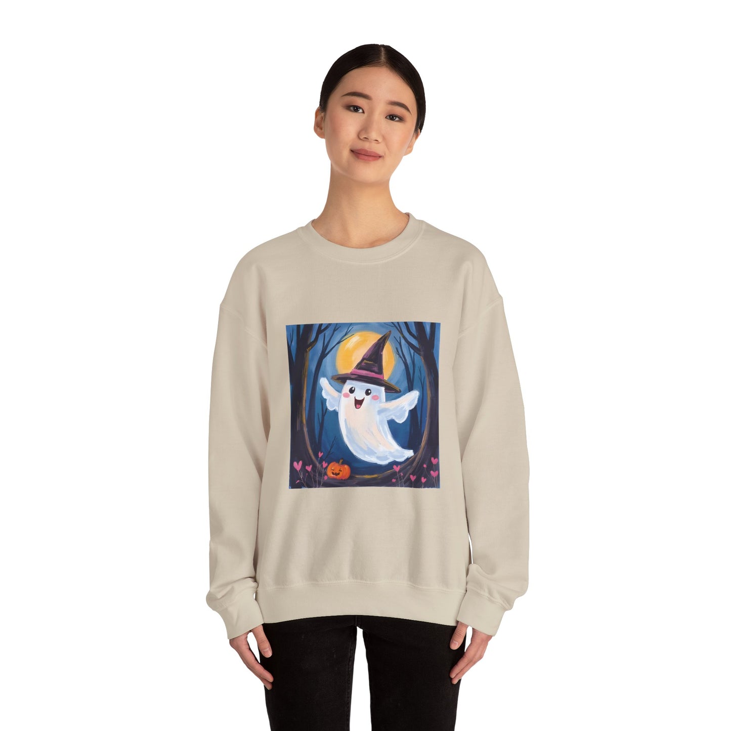 “Heartfelt Spook” Crewneck Sweatshirt, Halloween Sweatshirt, Cozy Fall Apparel, Pumpkin Patch Gift, Unisex Sweatshirt