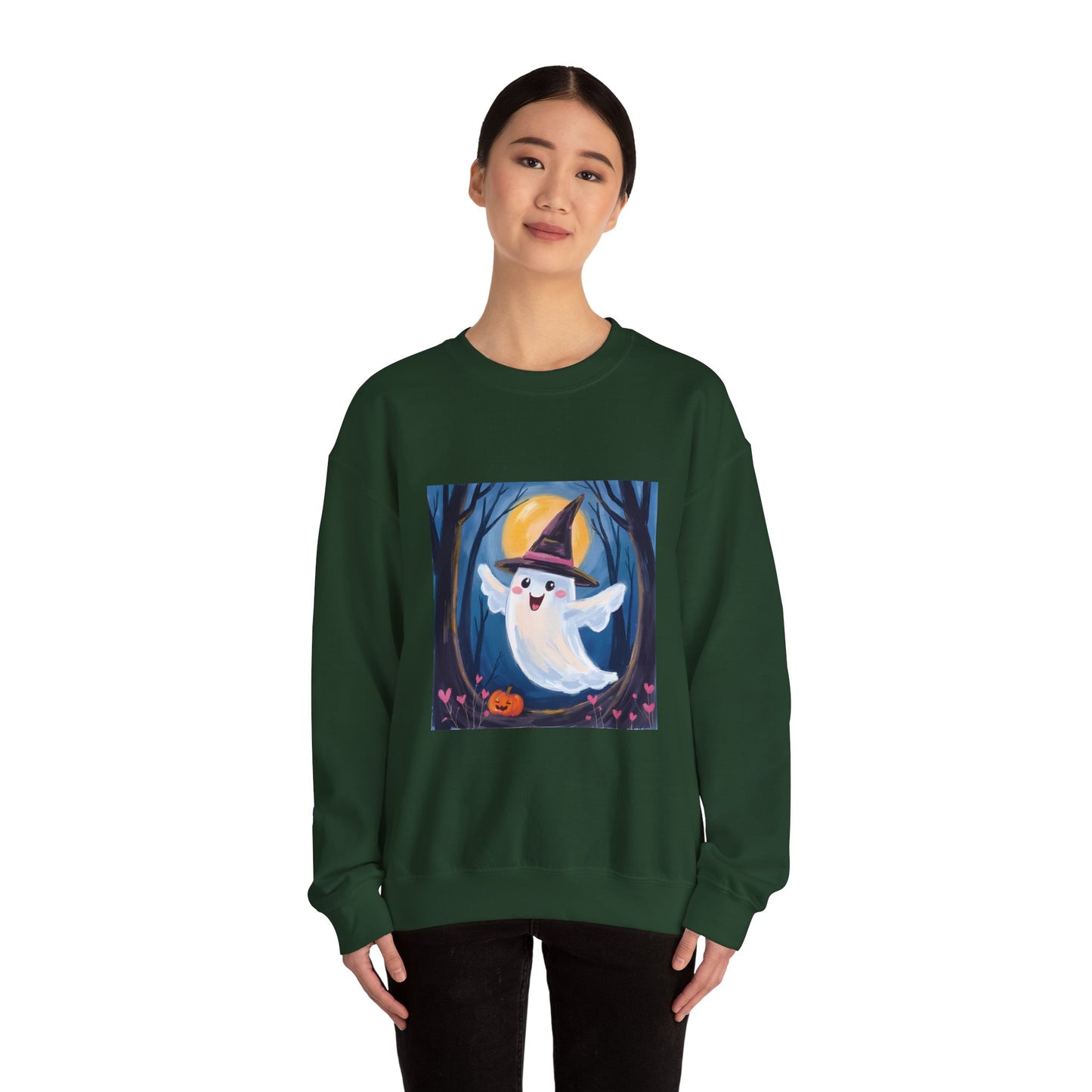 “Heartfelt Spook” Crewneck Sweatshirt, Halloween Sweatshirt, Cozy Fall Apparel, Pumpkin Patch Gift, Unisex Sweatshirt