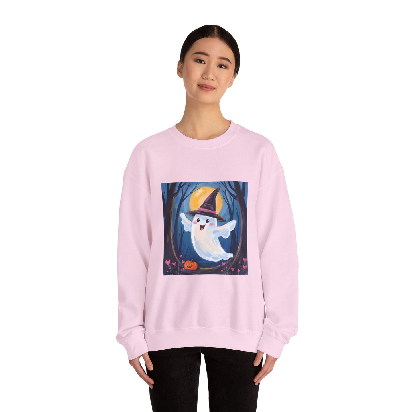 “Heartfelt Spook” Crewneck Sweatshirt, Halloween Sweatshirt, Cozy Fall Apparel, Pumpkin Patch Gift, Unisex Sweatshirt