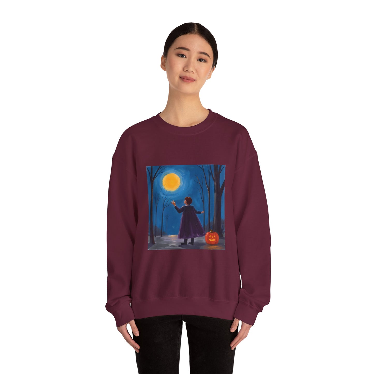 “Sing with the Moon” Crewneck Sweatshirt, Halloween Sweatshirt, Cozy Fall Apparel, Pumpkin Patch Gift, Unisex Sweatshirt