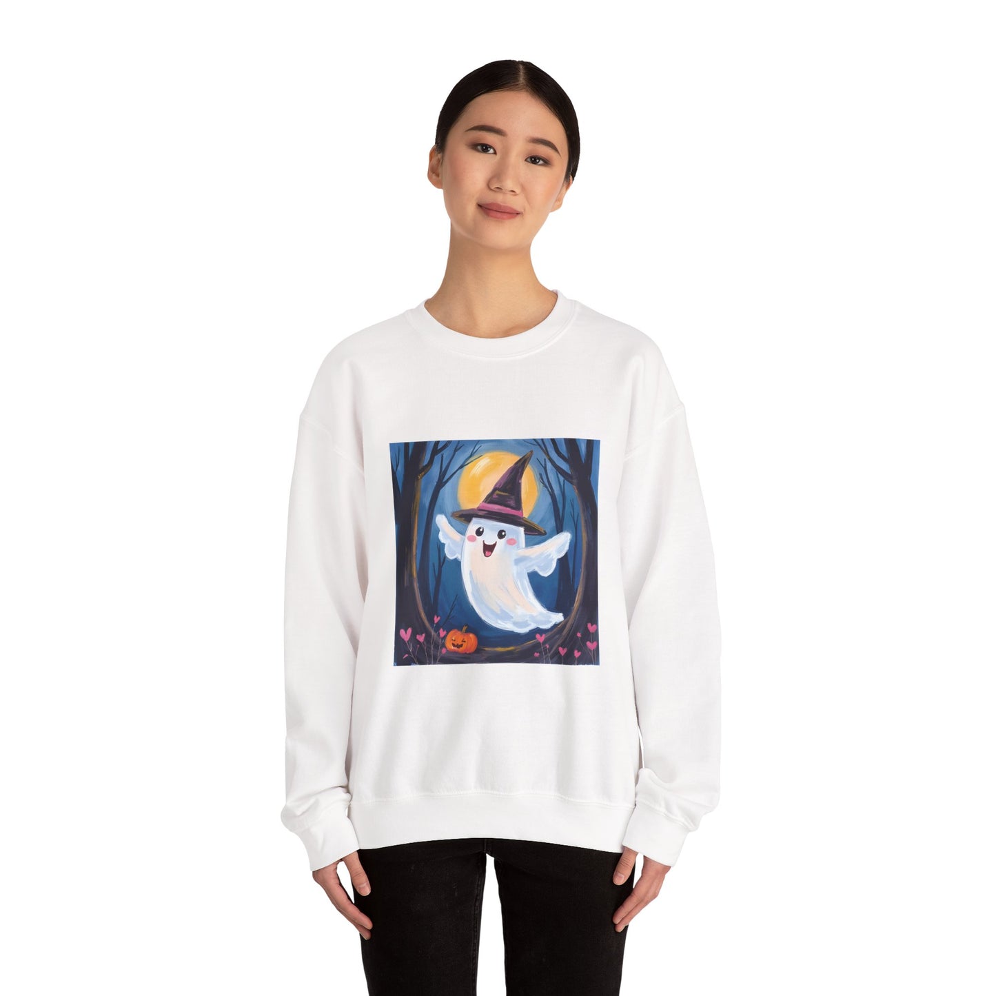 “Heartfelt Spook” Crewneck Sweatshirt, Halloween Sweatshirt, Cozy Fall Apparel, Pumpkin Patch Gift, Unisex Sweatshirt