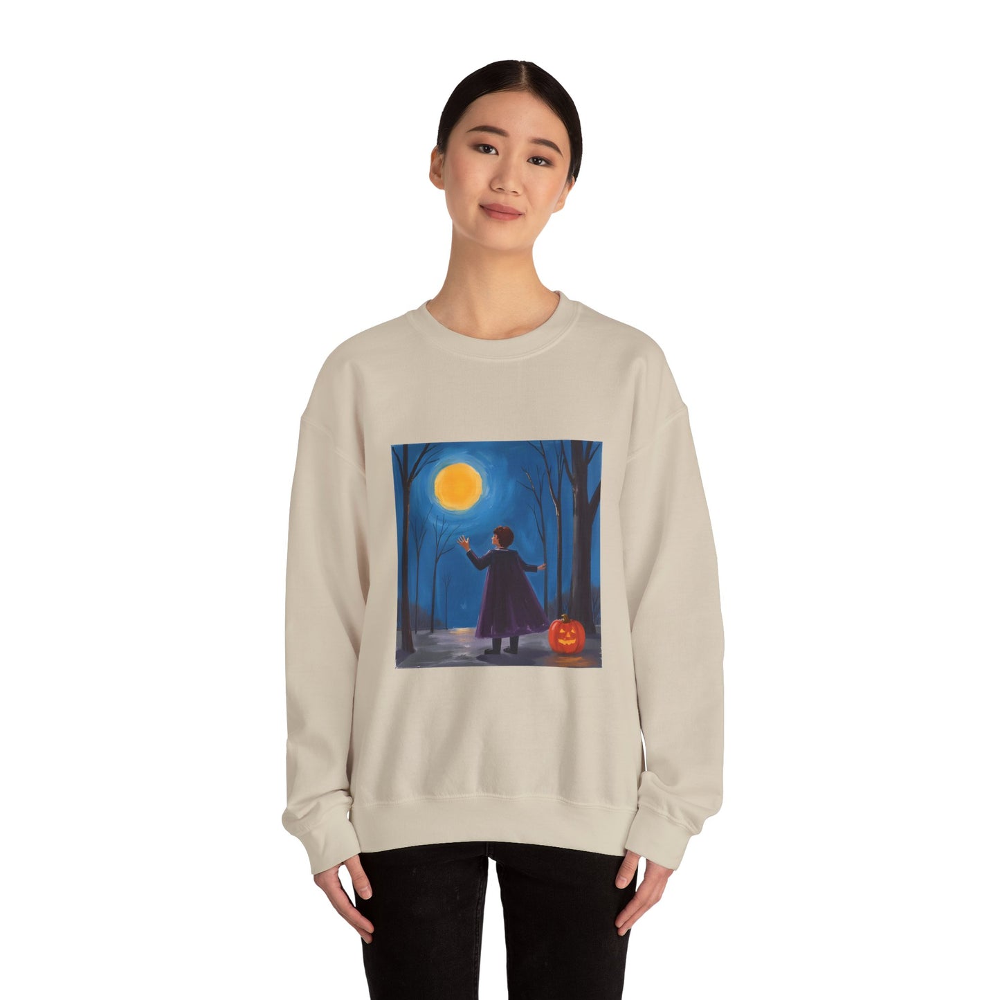 “Sing with the Moon” Crewneck Sweatshirt, Halloween Sweatshirt, Cozy Fall Apparel, Pumpkin Patch Gift, Unisex Sweatshirt