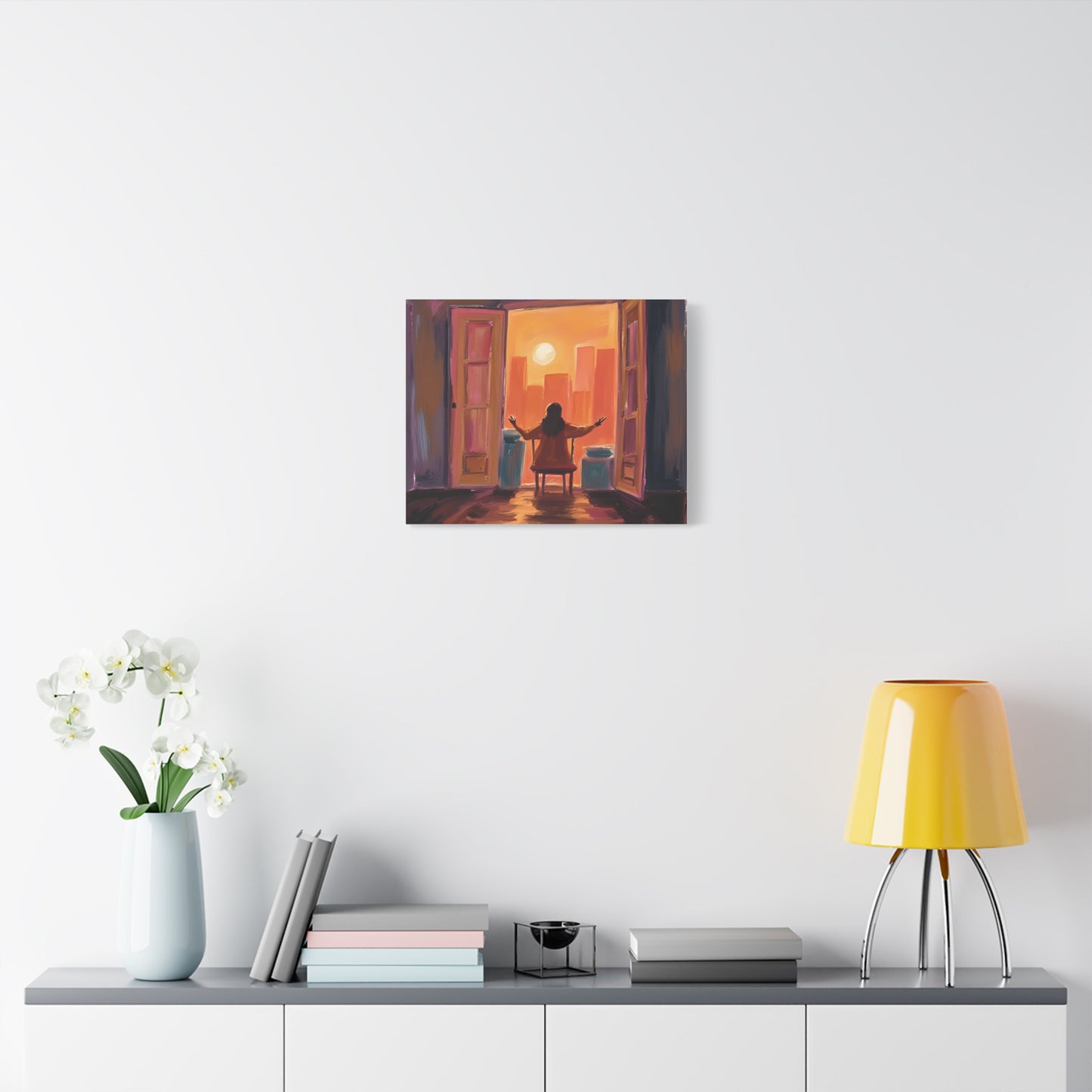 "Embracing the World " Inspirational Canvas Art, Halloween Gift, Motivational Wall Decor, Sunset Artwork for Home, Modern Living Room, Gift for Dreamers