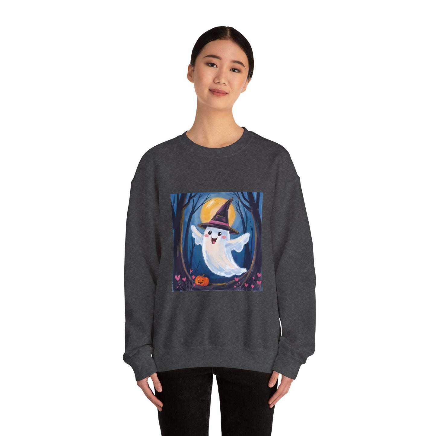 “Heartfelt Spook” Crewneck Sweatshirt, Halloween Sweatshirt, Cozy Fall Apparel, Pumpkin Patch Gift, Unisex Sweatshirt