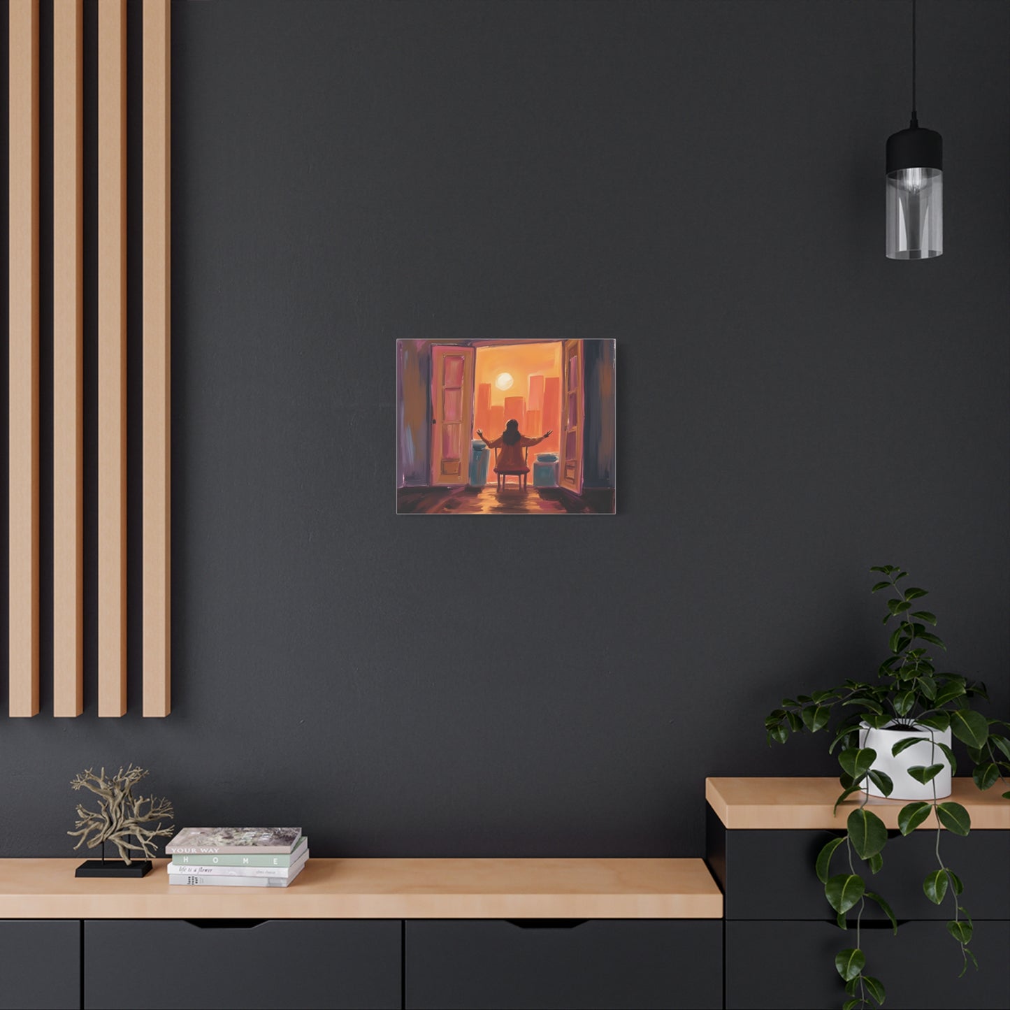 "Embracing the World " Inspirational Canvas Art, Halloween Gift, Motivational Wall Decor, Sunset Artwork for Home, Modern Living Room, Gift for Dreamers