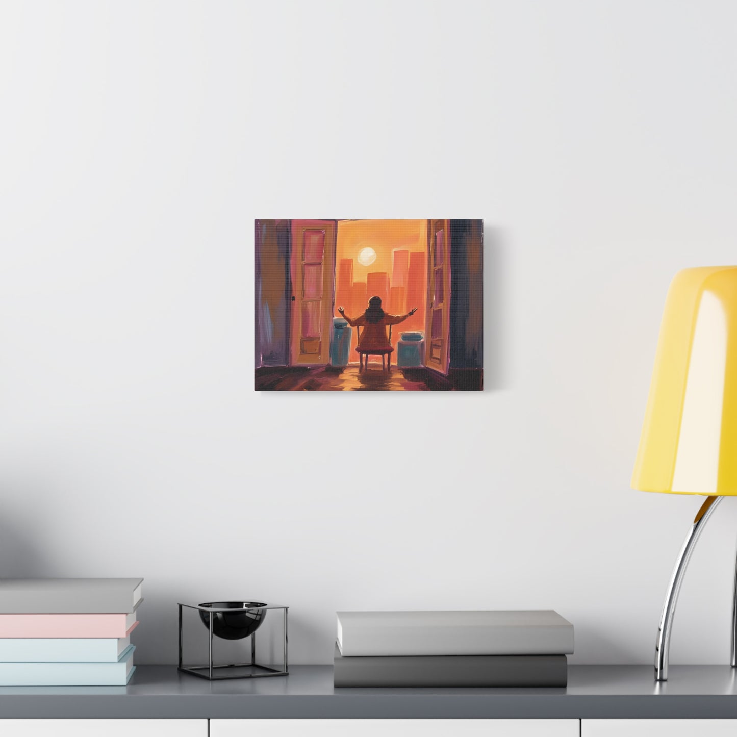 "Embracing the World " Inspirational Canvas Art, Halloween Gift, Motivational Wall Decor, Sunset Artwork for Home, Modern Living Room, Gift for Dreamers