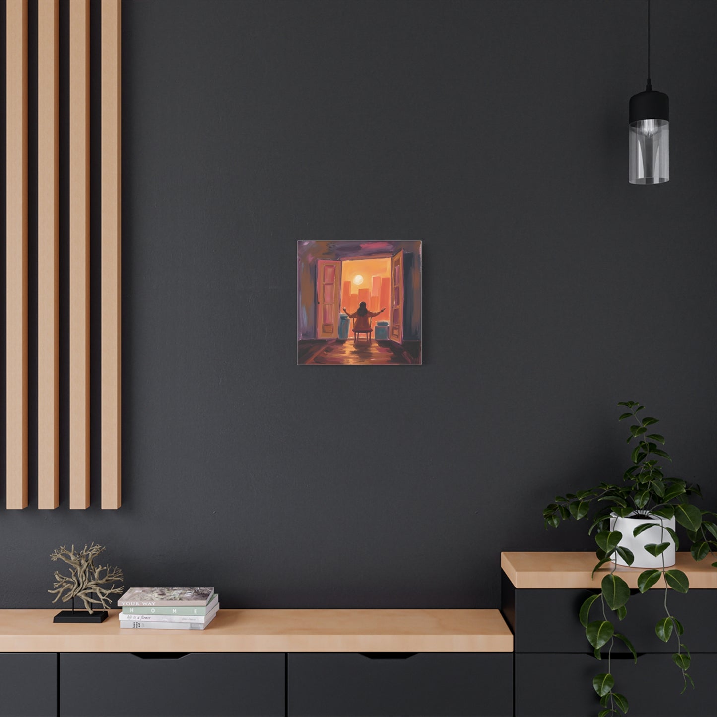 "Embracing the World " Inspirational Canvas Art, Halloween Gift, Motivational Wall Decor, Sunset Artwork for Home, Modern Living Room, Gift for Dreamers